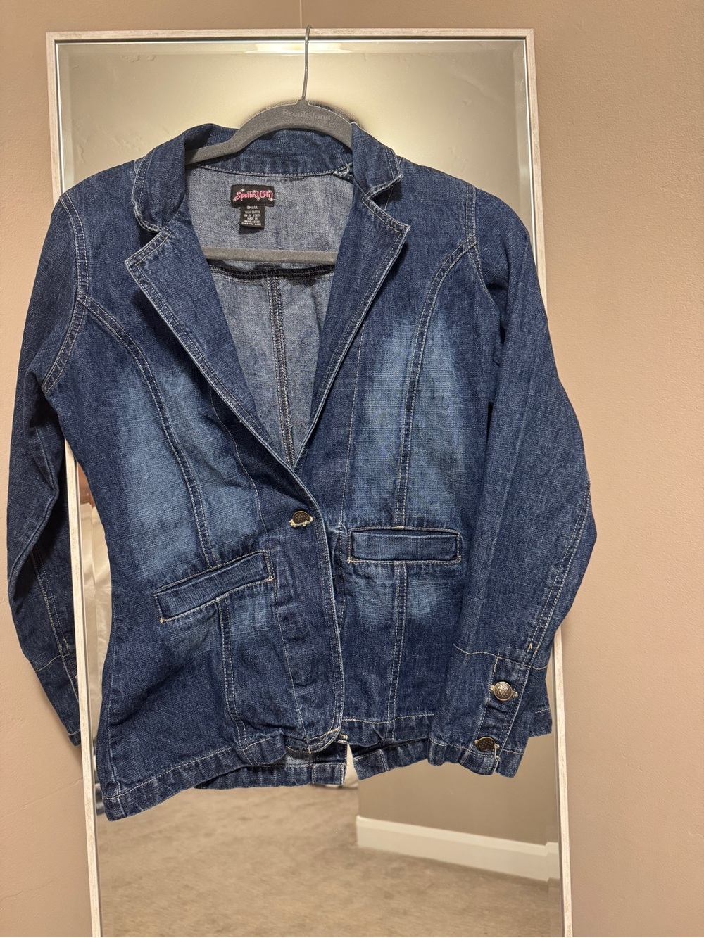 Vintage Spoiled Girl Dark Blue Denim Jacket